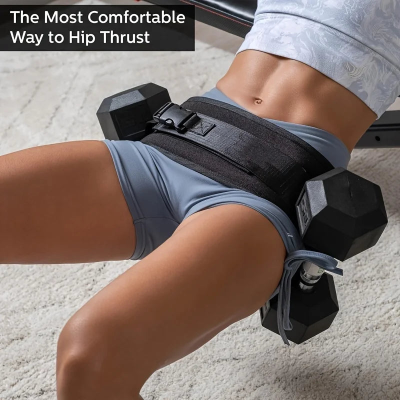 Hold Weights up to 600Lbs Hip Thrust Belt - Heavy Duty, Comfortable, Adjustable Hip Belt for Glute Trainer with Anti-Slip Pads Upgrade Hip Thrust Belt Ideal for Home Workouts with Dumbbells, Kettlebells, Plates Extra Padding for Gym and Home
